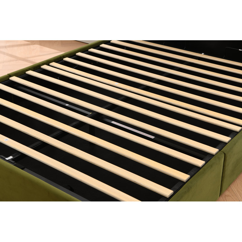 Lit plateforme avec rangement Daizia, Double, Pistache