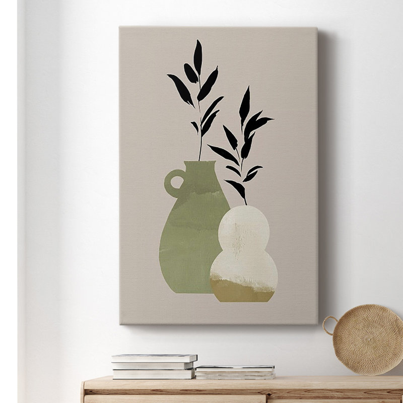 Simple Bud Vases II - Toile tendue avec châssis de qualité supérieure - Prêt à être accroché, H 48 po x l 32 po x P 1 po