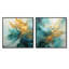 Harmonie aurore dorée et sarcelle - ensemble de 2 collages carrés en spirale abstraite-1440831161-1440831172