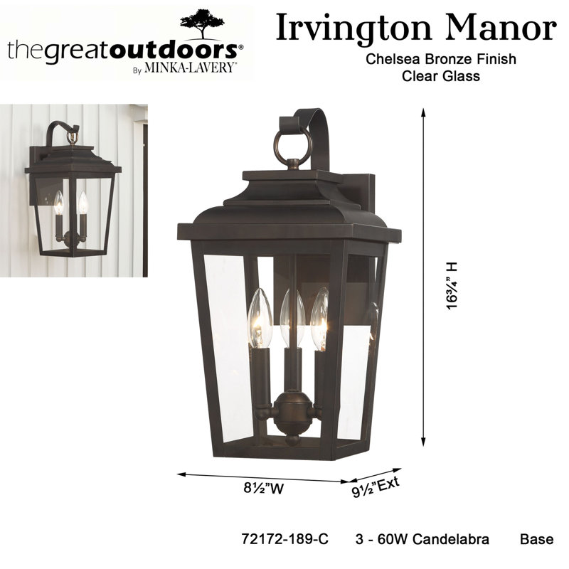 Plafonnier mural 3 lumières Irvington Manor, Trois lumières, H 16,75 po x l 8,5 po x P 9,5 po