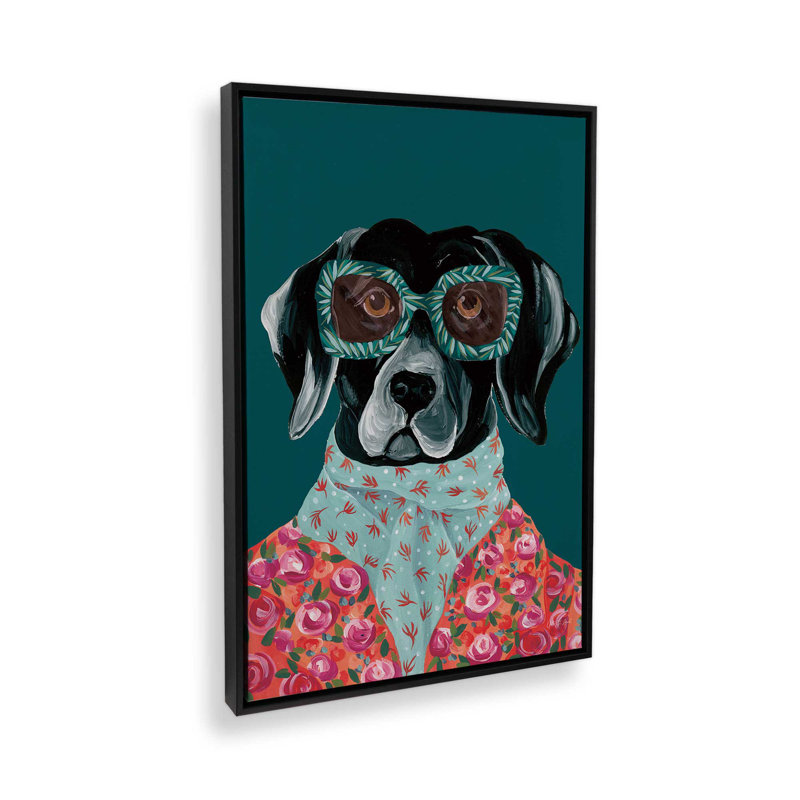 Dashing Labrador by Yvette St. Amant Art Print, Black, Floater Frame, 16" H x 12" W