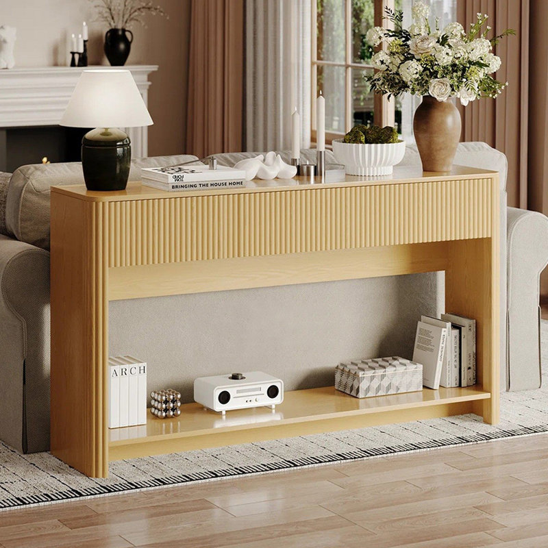 Console américaine de style champêtre rétro, Bois naturel