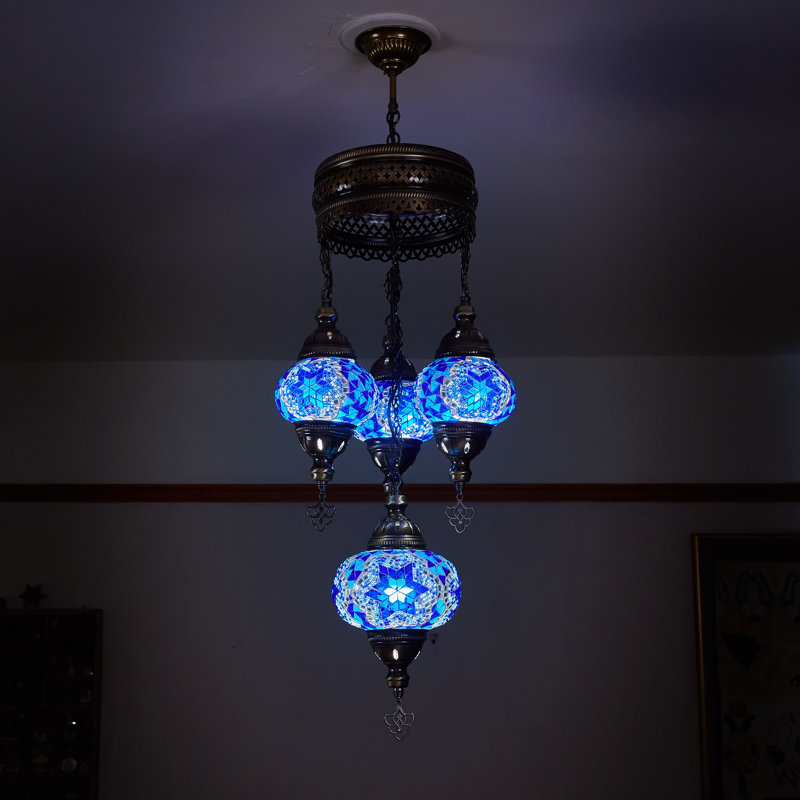 Karlie 4 - Light Bronze Cluster Pendant, Blue