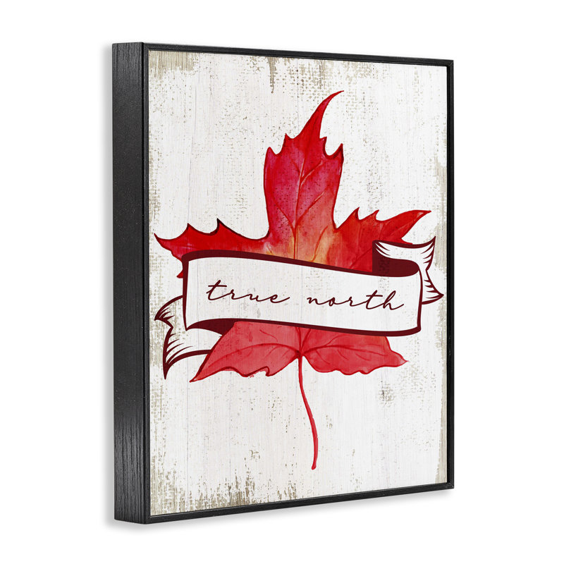 Giclée encadrée True North Maple Leaf, design par Lil 'Rue, Giclée encadrée noir minuit, H 14 po x l 11 po