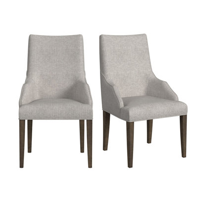 Borgen Dining Host Chair with Grey Fabric in Medium Brown (2 Per Carton)
