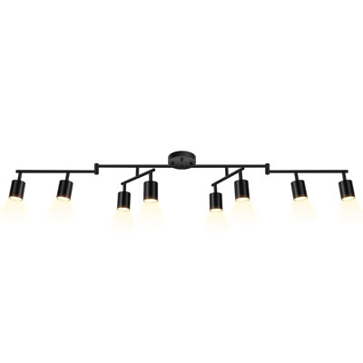 LED 8 Light Track Lighting Kit, Black 8 Way Ceiling Spot Lighting, GU10 Bulb Not Included