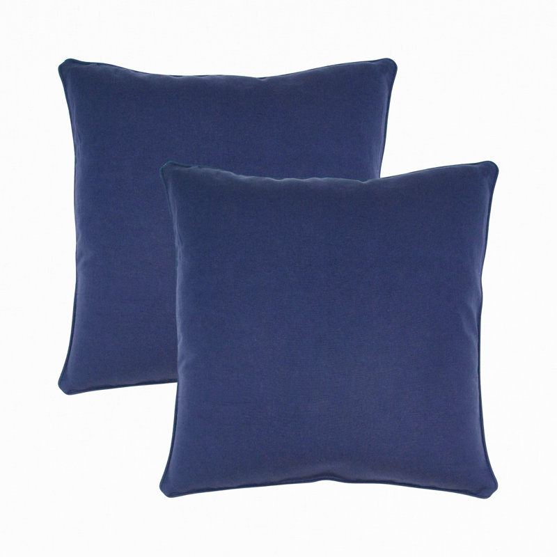 Solid Linen Cotton Decorative Throw Pillow Covers, Set of 2, Navy