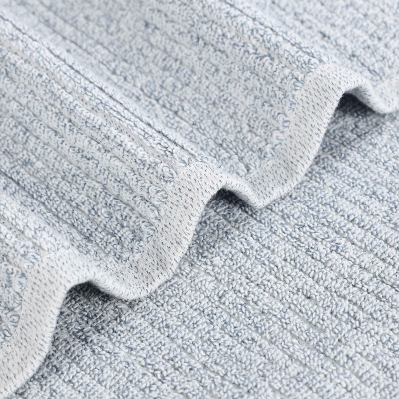  Ensemble de draps de bain en mélange de coton et de viscose - Conception nervurée texturée - Séchage rapide, Bleu denim