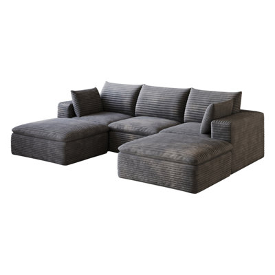 102" Cloud Sofa,Corduroy Fabric,Deep Seat Couches,Double-layer design,Removable  Cushion,No Assembly, DIY Combination for Living room, Bedroom,Conference room ,Apartment