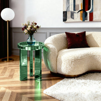 Plateau de table de bout rond en verre Amla 23 po