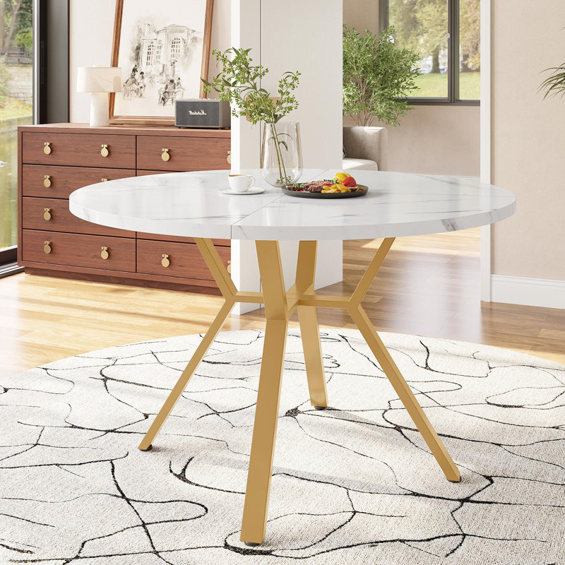 Round Metal Base Dining Table