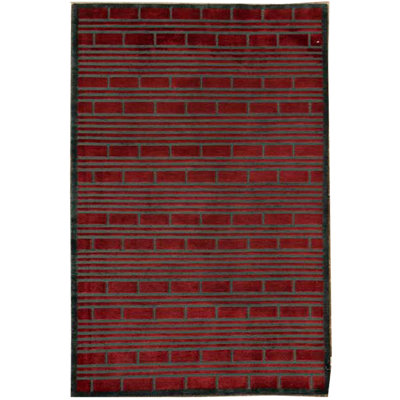 Hand-Knotted High-Quality Wine and Brown Area Rug