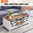 48" Farmhouse Coffee Table, Rectangle Coffee Table with 2 Sliding Barn Doors, 2 Tiers Wooden Rustic Table with Removable Shelves for Living Room, Bedroom, Apartment, or Studio, White & Natural