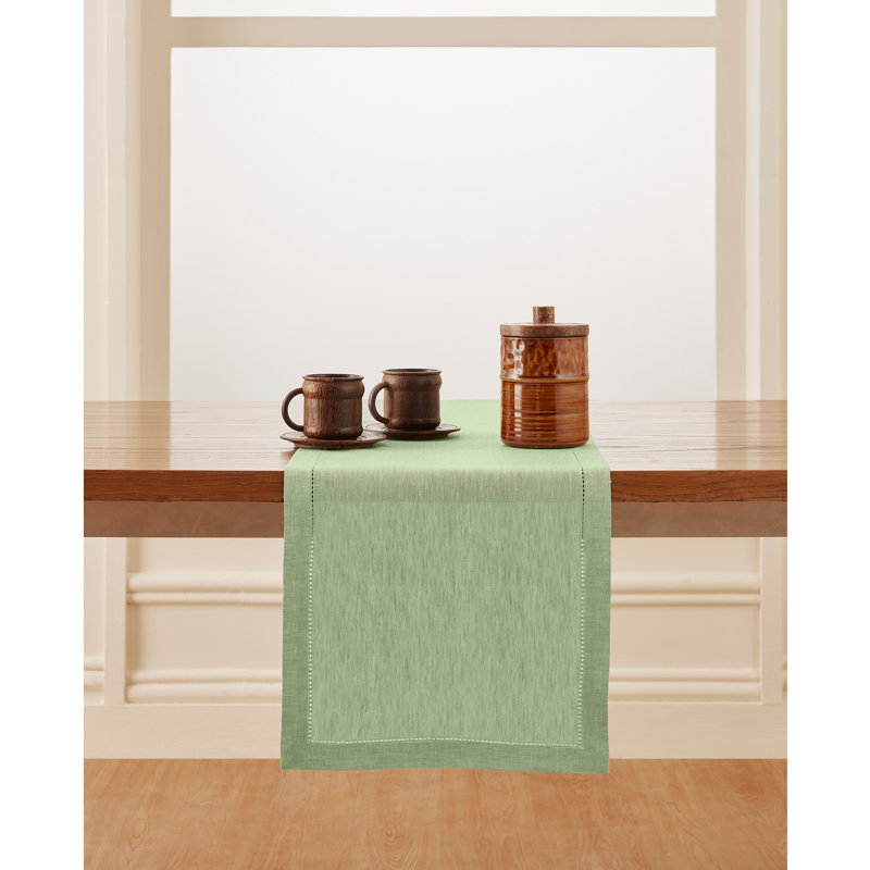 Milan - 100% Pure Linen Table Runner, Pistachio, 48" x 14"