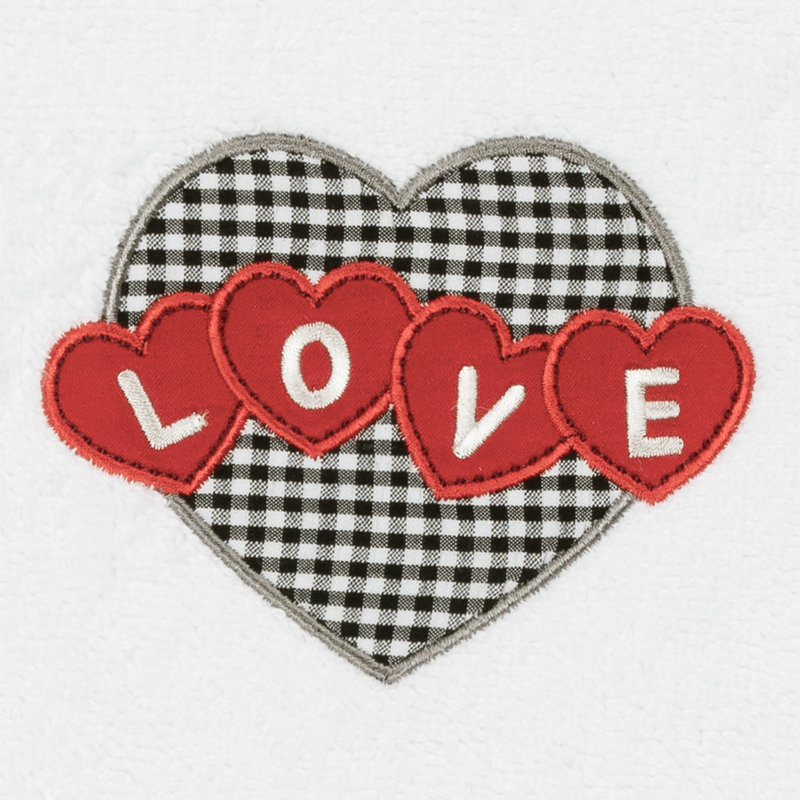 Débarbouillette en coton Love Heart, Blanc