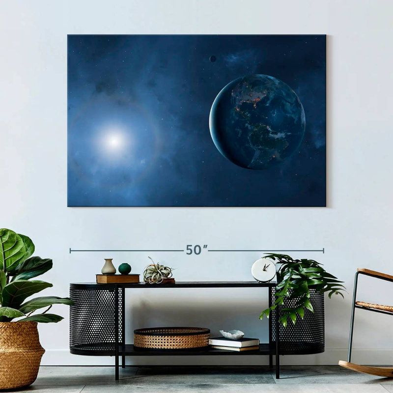Oberle Sunlit Moon And Earth, 34" H x 51" W