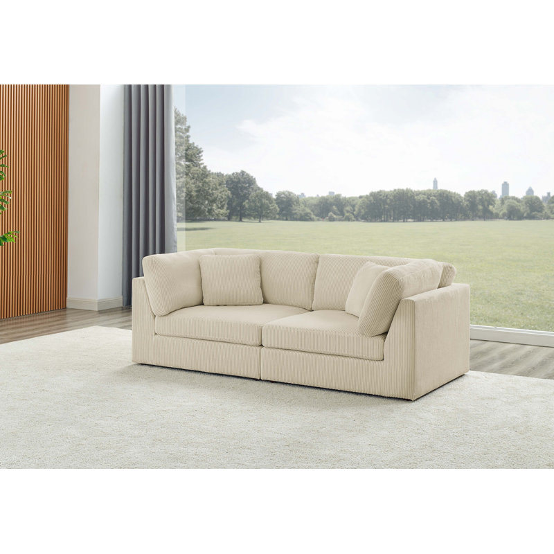 Naamana 90'' Corduroy Loveseat, Beige