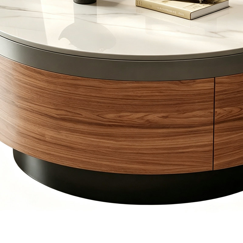 Table basse French Minimalist Luxury, 13" H x 31.49" W x 31.49" D, White; Gray, Marble