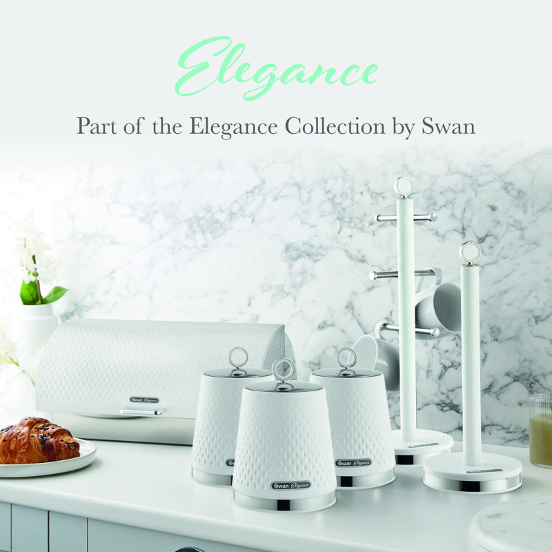 Elegance Iron Canister - Set of 3, White