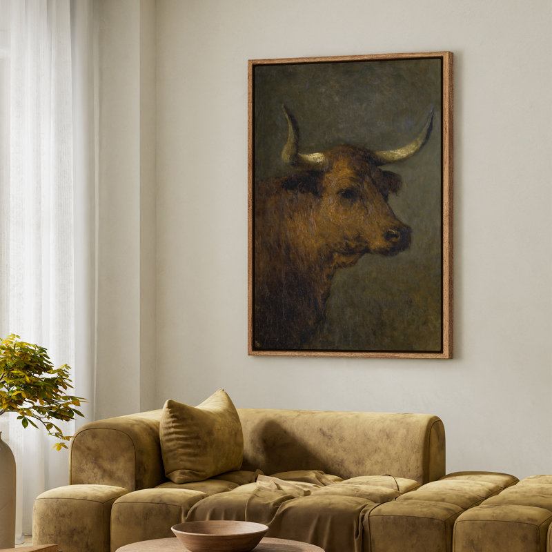 Art mural encadré, impressions murales de portrait de taureau pour chambre à coucher - 16 po x 24 po, H 24 po x l 16 po