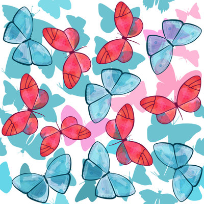 Veras Seamless Butterflies Pattern - Wrapped Canvas Painting