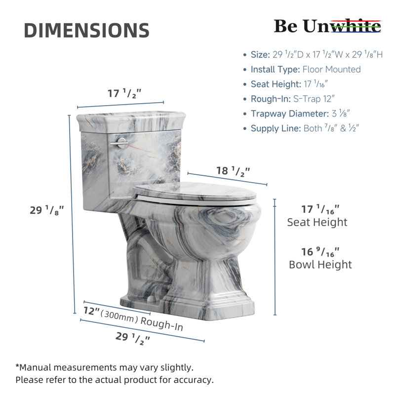 Toilet With Square Base, One-Piece Elongated Toilet, Luxury Toilet For Bathrooms, 12'' Rough-In, Single Flush 1.28 GPF