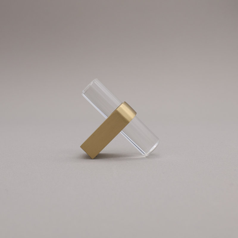 Clarity Acrylic Bar Knob, Satin Brass/Clear Acrylic