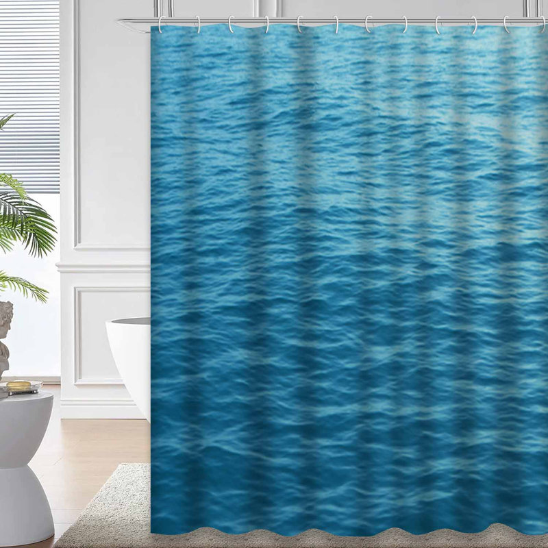 Rideau de douche bleu imperméable, rideaux de douche pour la salle de bain avec 12 crochets, 72" L x 78" W