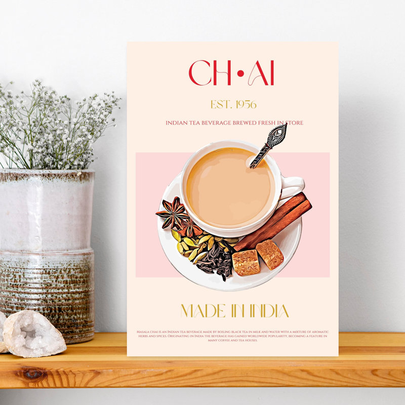 «Warm Masala Chai», art mural traditionnel, H 18 po x l 12 po