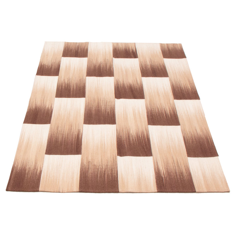 Repose-pieds Yama Patchwork brun clair Kilim 5 pi 1 po x 7 pi 6 po