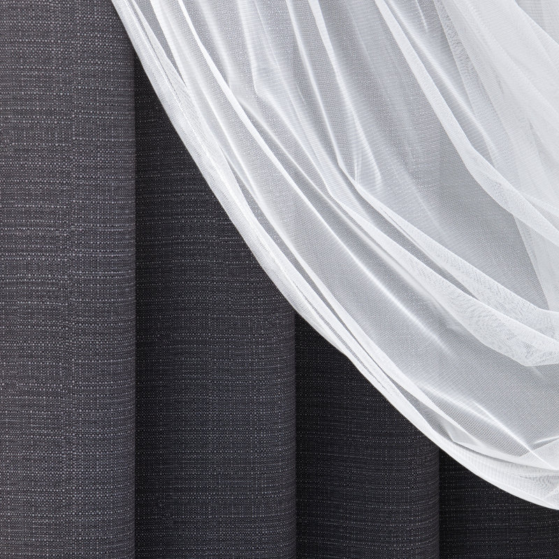 Basketweave Curtain, 52" W x 96" L, Dark Gray