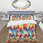 Ensemble de housse de couette en microfibre à motif de chevrons en mosaïque bleue / jaune / rose-1529581823
