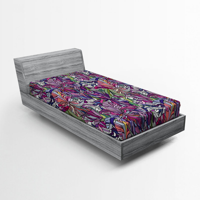 Microfiber Floral Fitted Sheet, Twin Fitted Sheet, Green Paisley