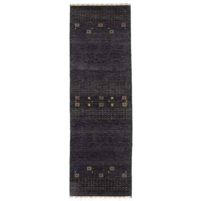Tapis gris anthracite Indo Gabbeh 2 pi 7 po x 7 pi 11 po