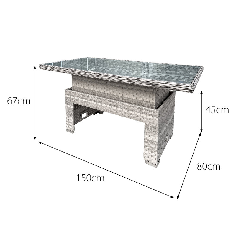 Rattan Rising Table in Dove Grey