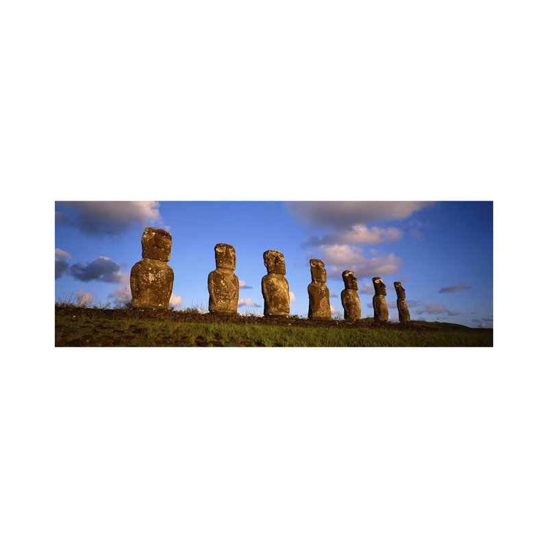 Ahu Akivi - Wrapped Canvas Panoramic Print, 30.48 cm H x 91.44 cm W x 1.91 cm D