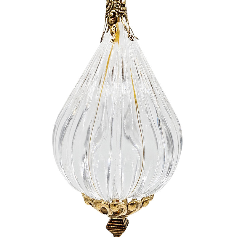 Long Acrylic Drop With Polyester Tassel Hanging Ornament Set of 12 8.7" Clear/Silver