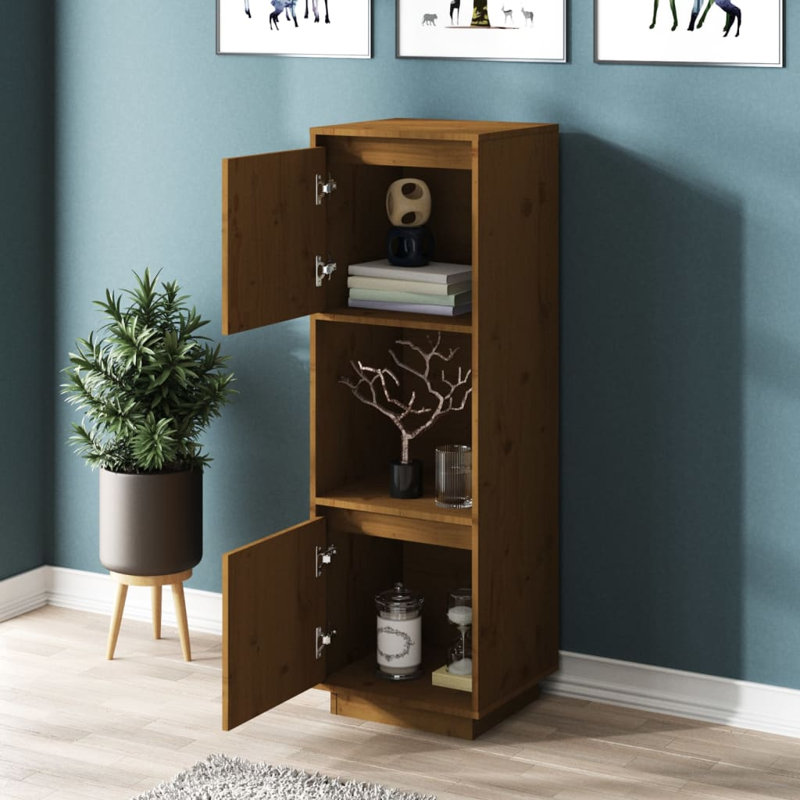 Highboard 38X35x117 Cm Solid Wood Pine, Honey Brown