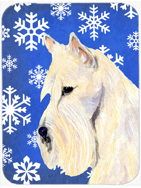 Planche à découper en verre terrier en gaélique de vacances Ashlynn, Bleu / Blanc