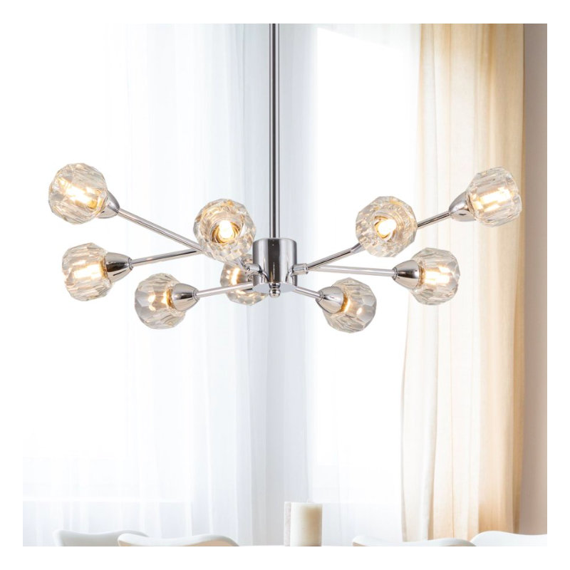 Lustre en cristal 9 lumières, Chrome