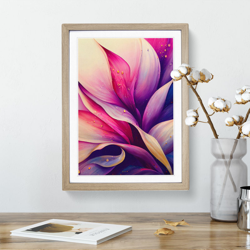 Abstract Flower No.1 - Framed Print, 46cm H x 34cm W, Oak