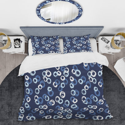 Blue Circle Pattern Geometric Shapes Duvet Cover