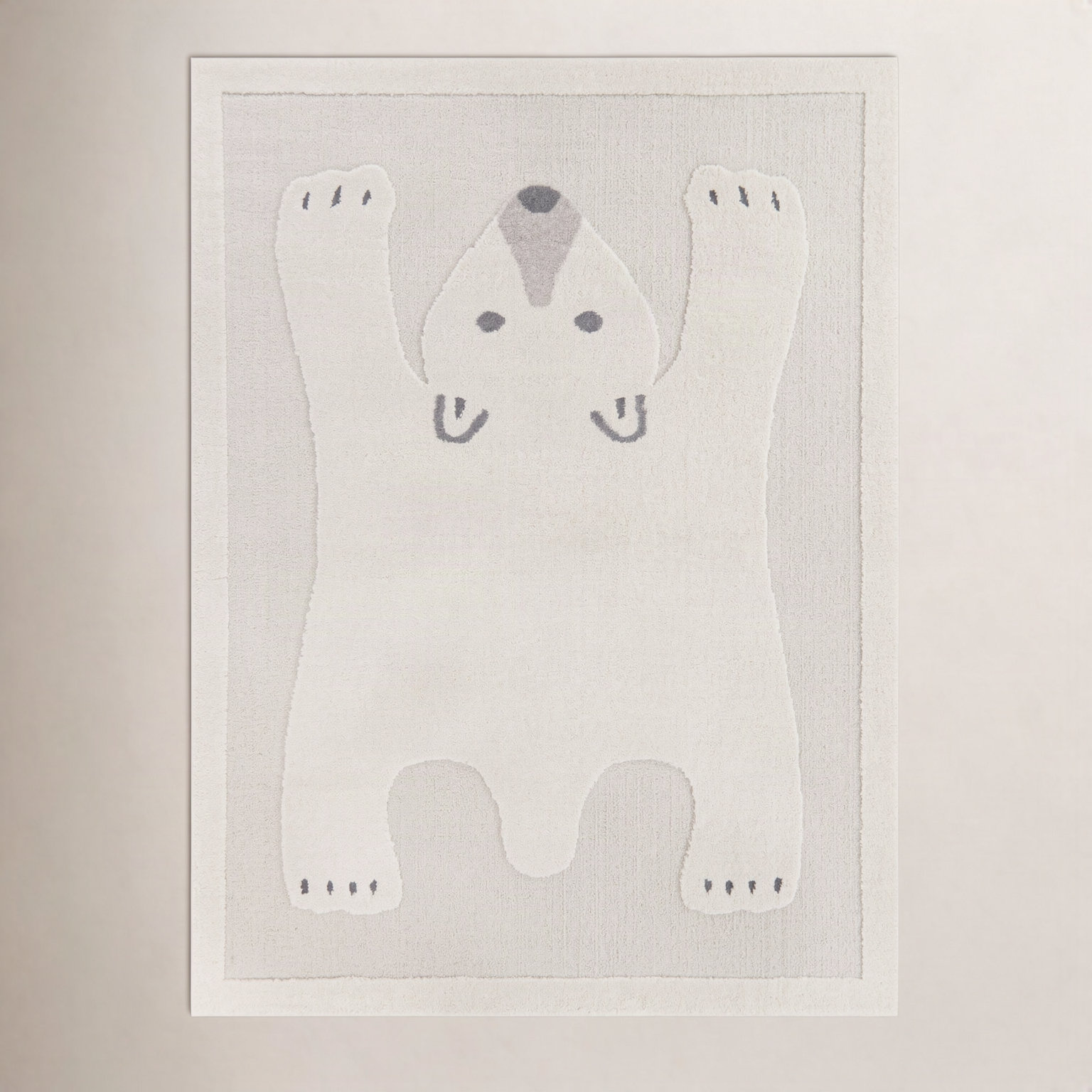 Alena Kids Bear Rug, Cream, Rectangle 4'4" x 6'