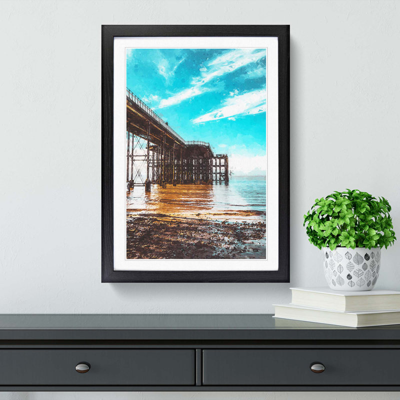 Penarth Pier Pavilion in Wales Abstract - Picture Frame Graphic Art Print, Black Framed, 87cm H x 62cm W x 2cm D