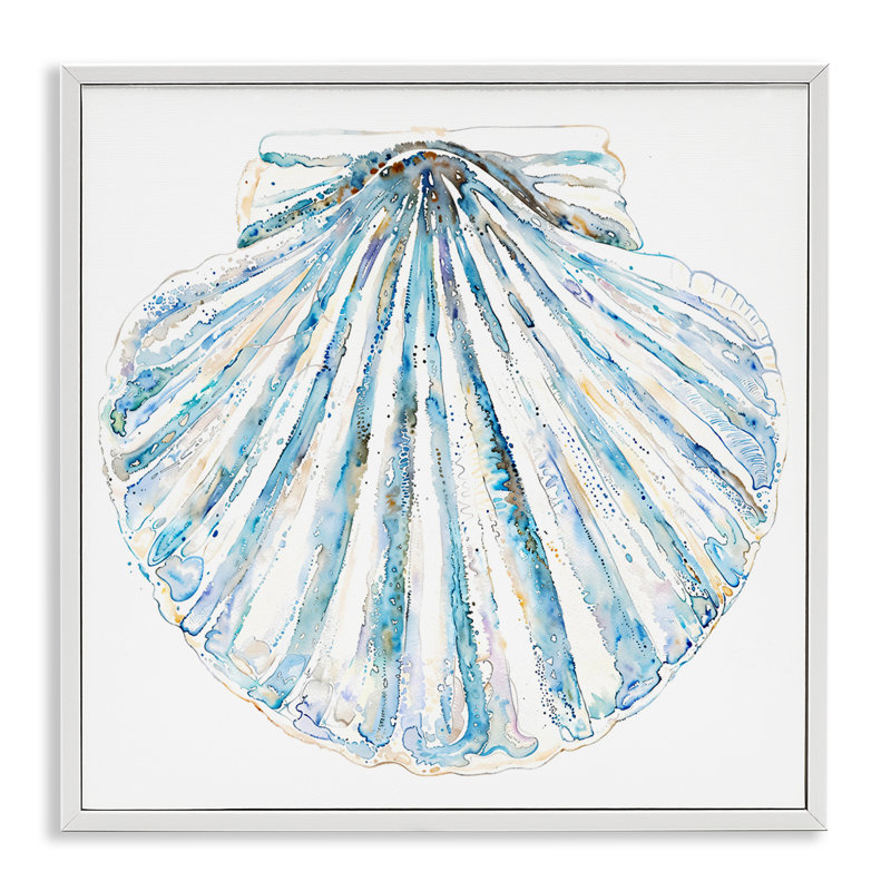 Palourde sur giclée encadrée par Christine Zalewski, Giclée encadrée blanc bord de mer, H 17 po x l 17 po