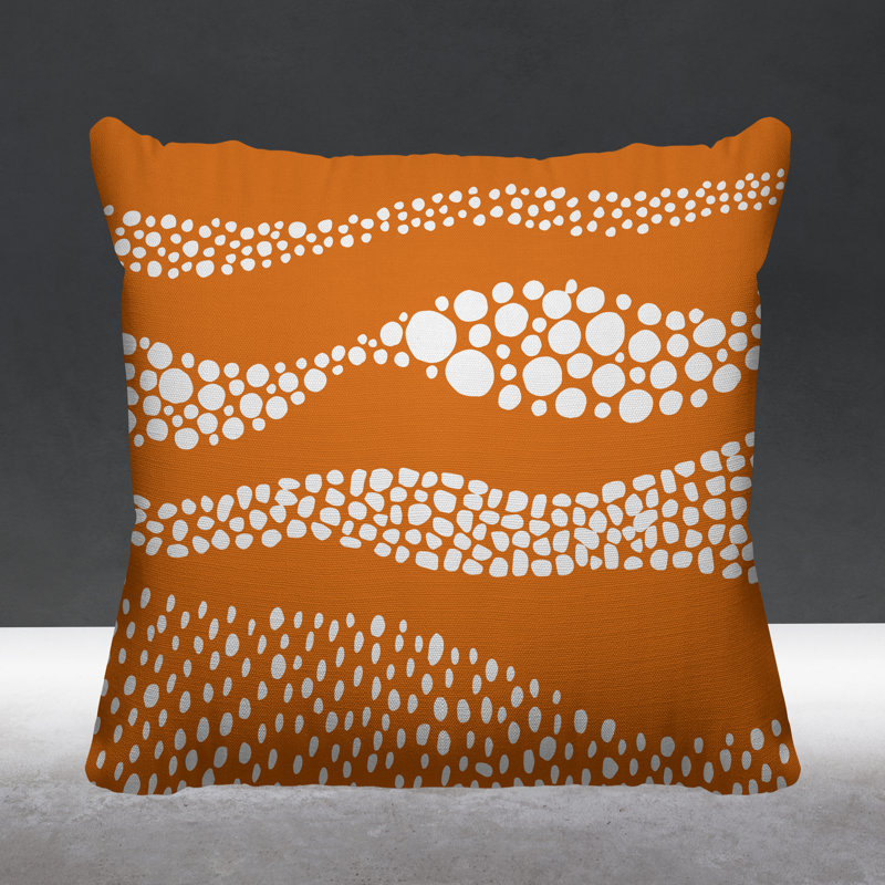 Coussin décoratif intérieur / extérieur Bia Boho Dots, L 15 po x H 15 po, Orange