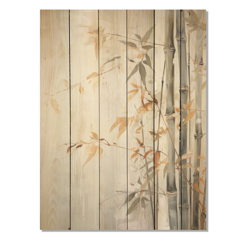 Étreinte en bambou discret - Art mural en bois de bambou sur bois de pin naturel, H 20 po x l 10 po