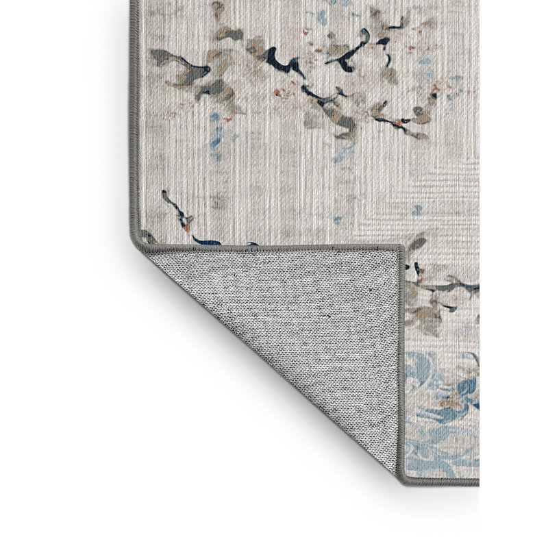 Machine Washable Gray Area Rug, Rectangle 5' x 8'
