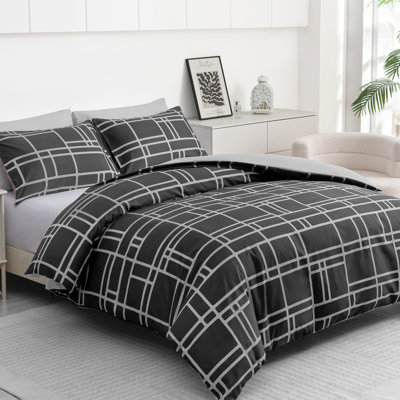 Microfiber Chequered Duvet Cover Set