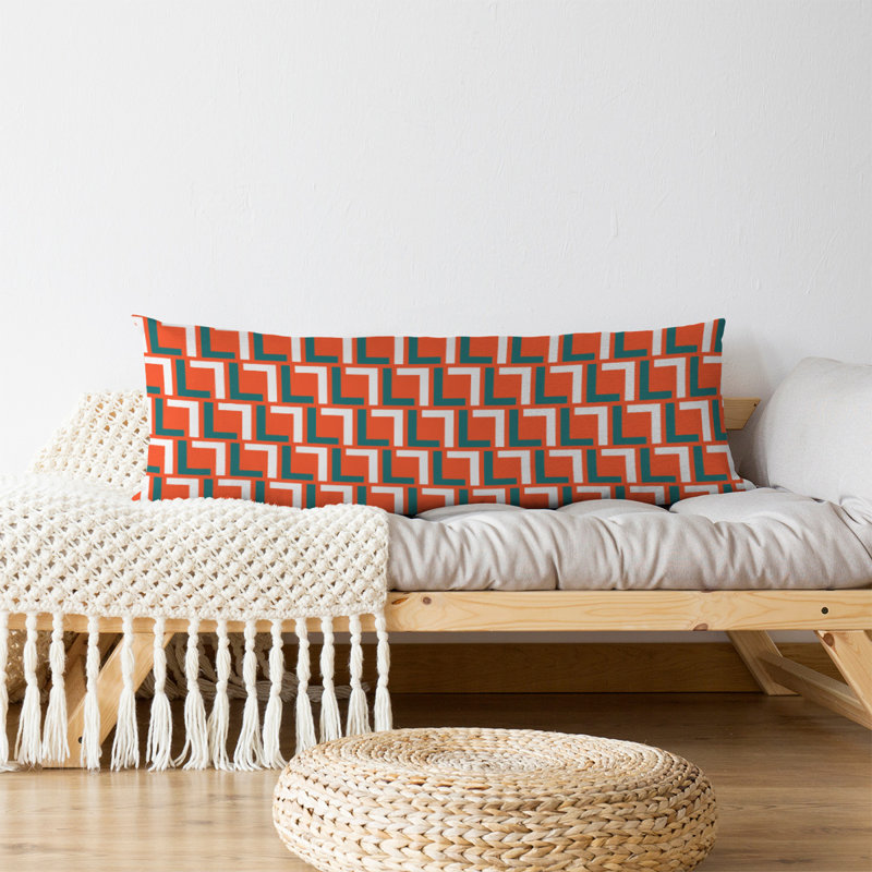 Polyester Medium Pillow, Polyester, Aqua/White/Orange